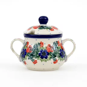 Cukiernica ceramiczna z uchwytami 035 h-9,5cm <br> 1535X Czerwony wianuszek